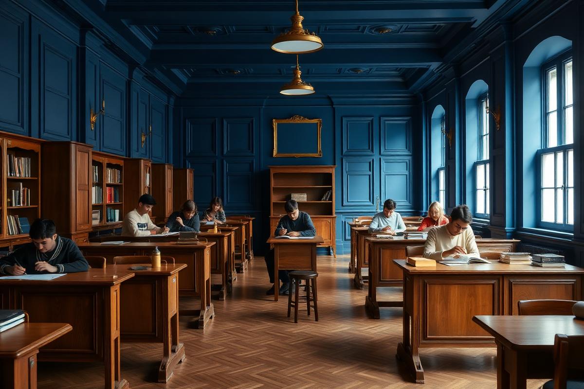 Silent study hall with wooden cabins at Alpha Library Varanasi